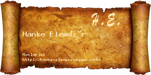 Hanke Elemér névjegykártya